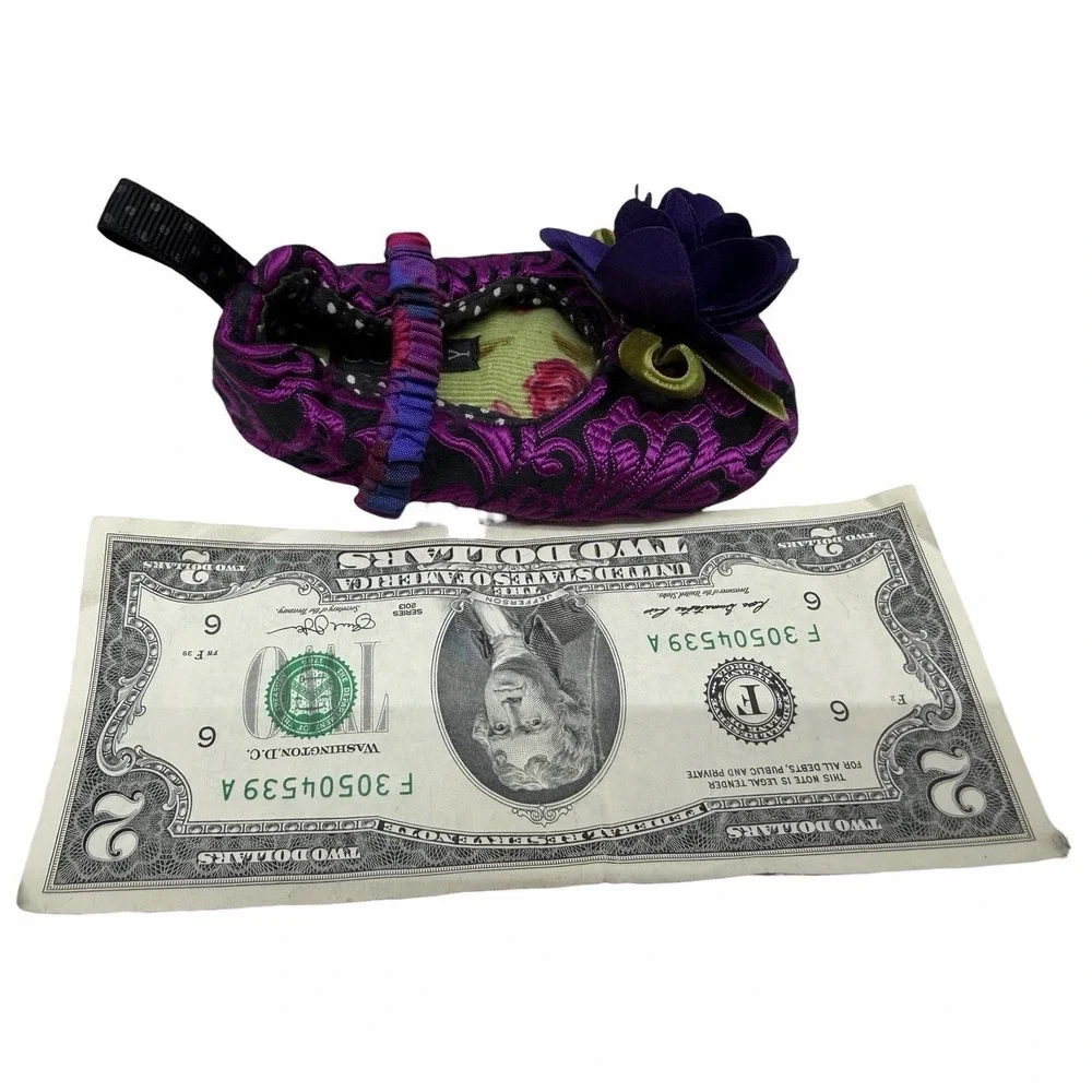 Goody Infant Baby Soft Sole Crib Shoes Floral Purple‎ Black Size 2-3 Prewalker